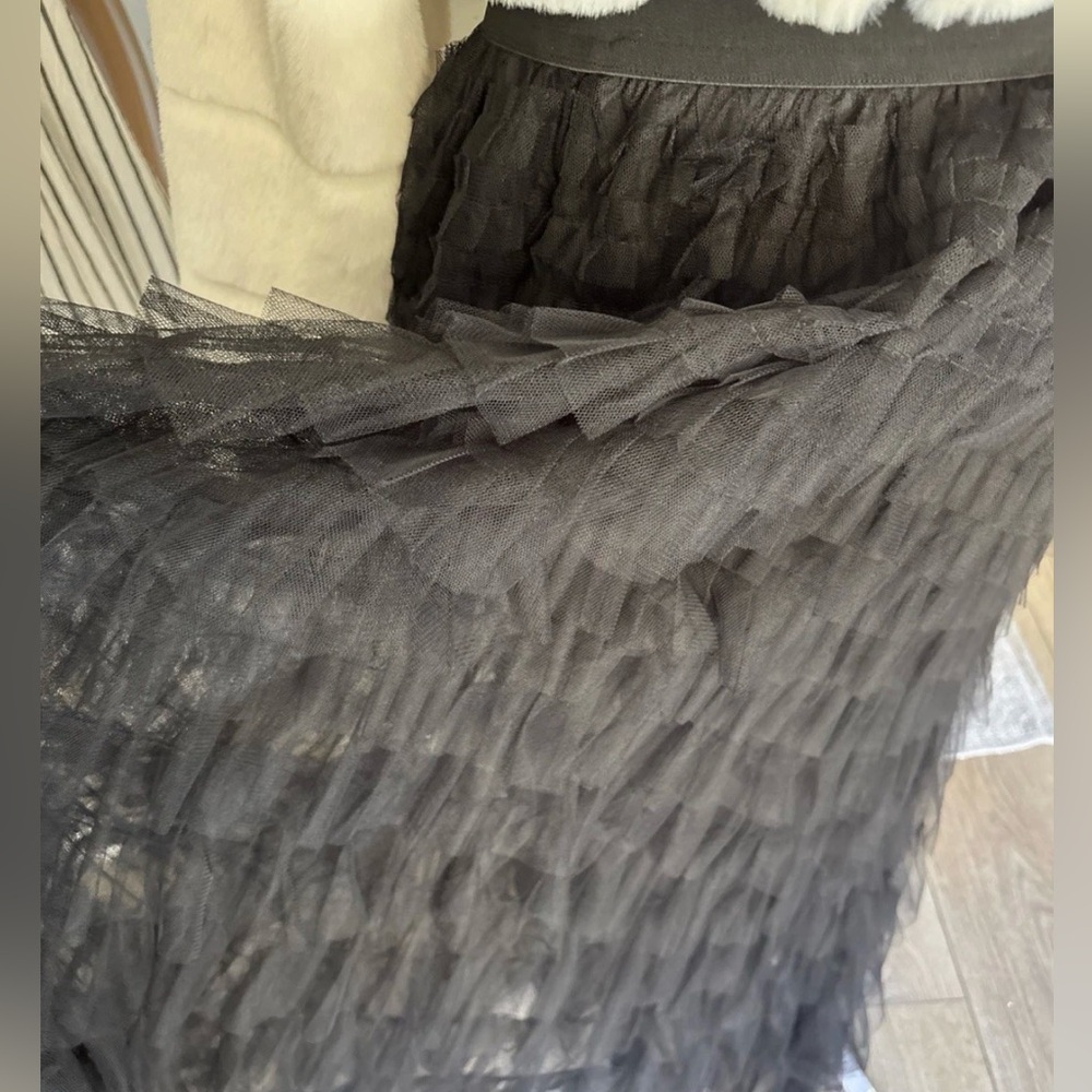 Womens Tulle Layered Maxi Skirt Elastic High Waisted A-line Flared Fairy Goth L - Picture 4 of 5